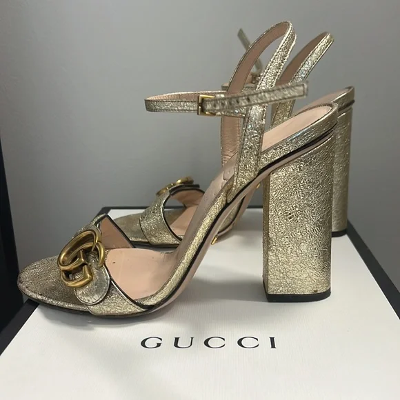 Gucci Shoes Gucci Gold Metallic Leather Sandals Poshmark